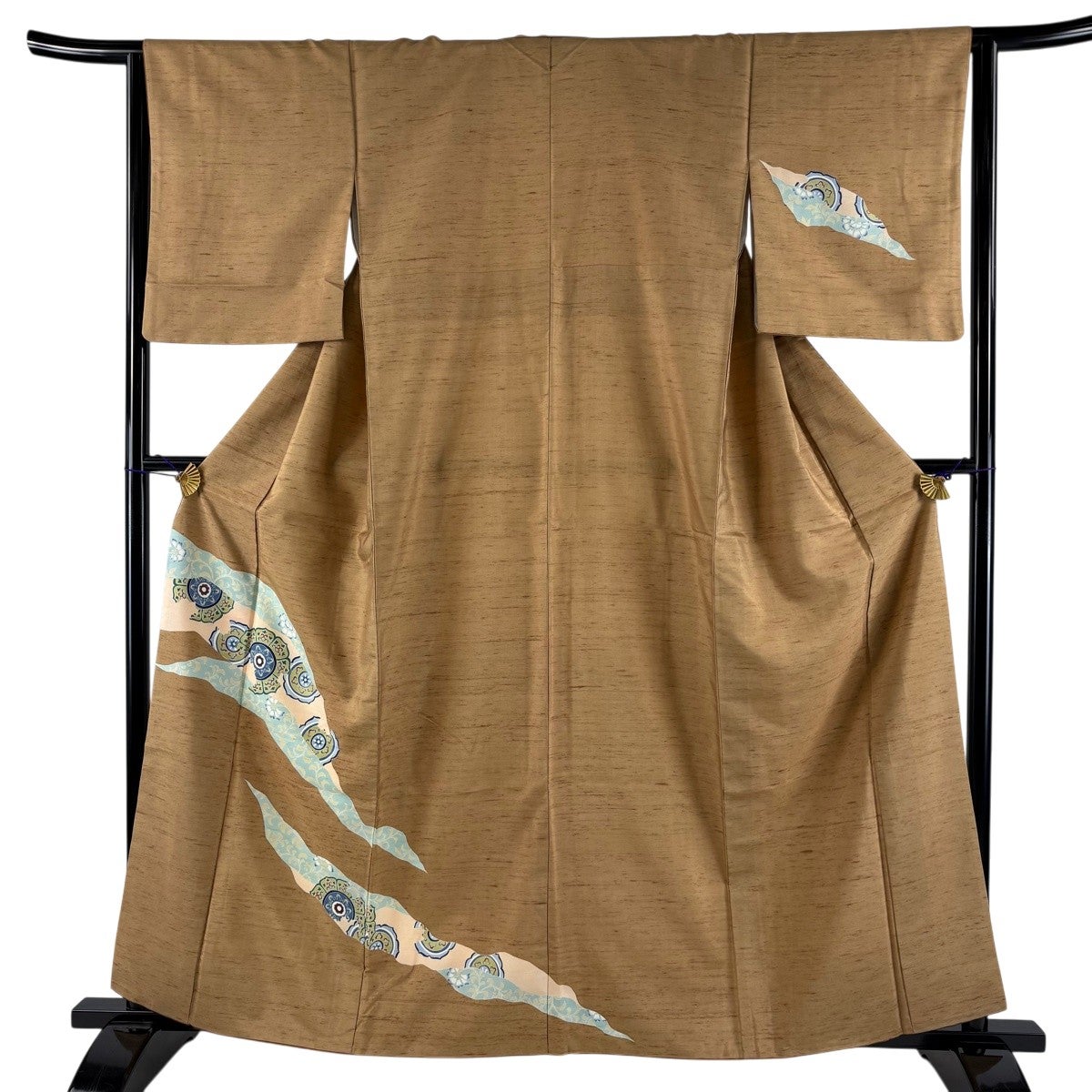 美品】 付下げ 身丈161cm 裄丈64cm M 袷 紬地 華文 霞 薄茶色 正絹 秀