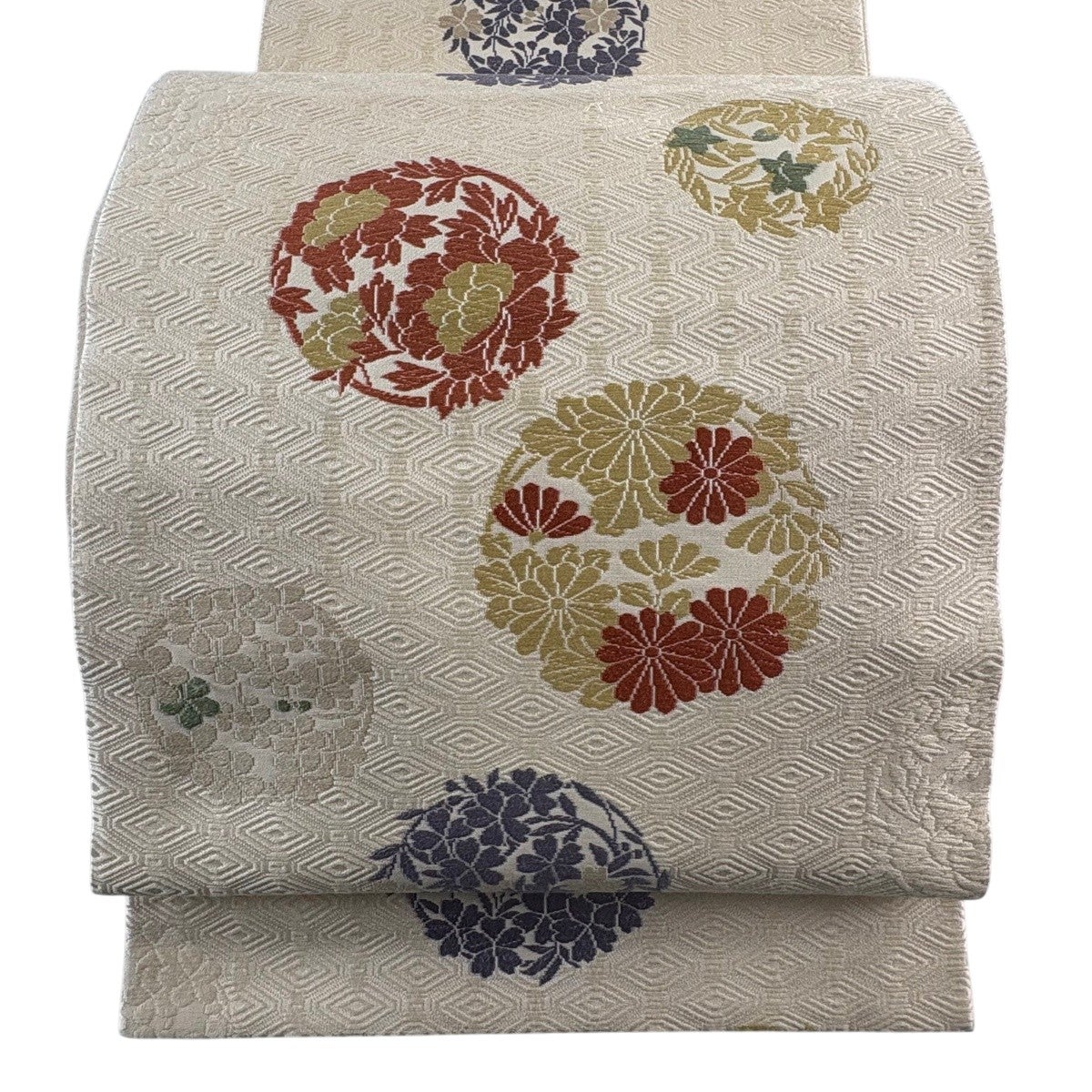 袋帯 秀品 花丸文 草花 薄小豆 六通 正絹｜中古・古着・リサイクル着物