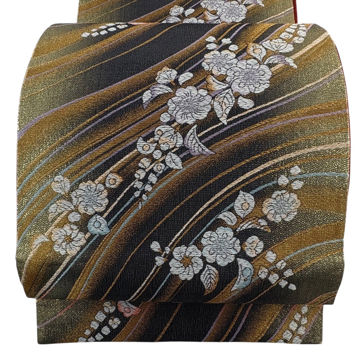 袋帯 秀品 辻ヶ花柄 地紋 箔 紫 六通 正絹｜中古・古着・リサイクル