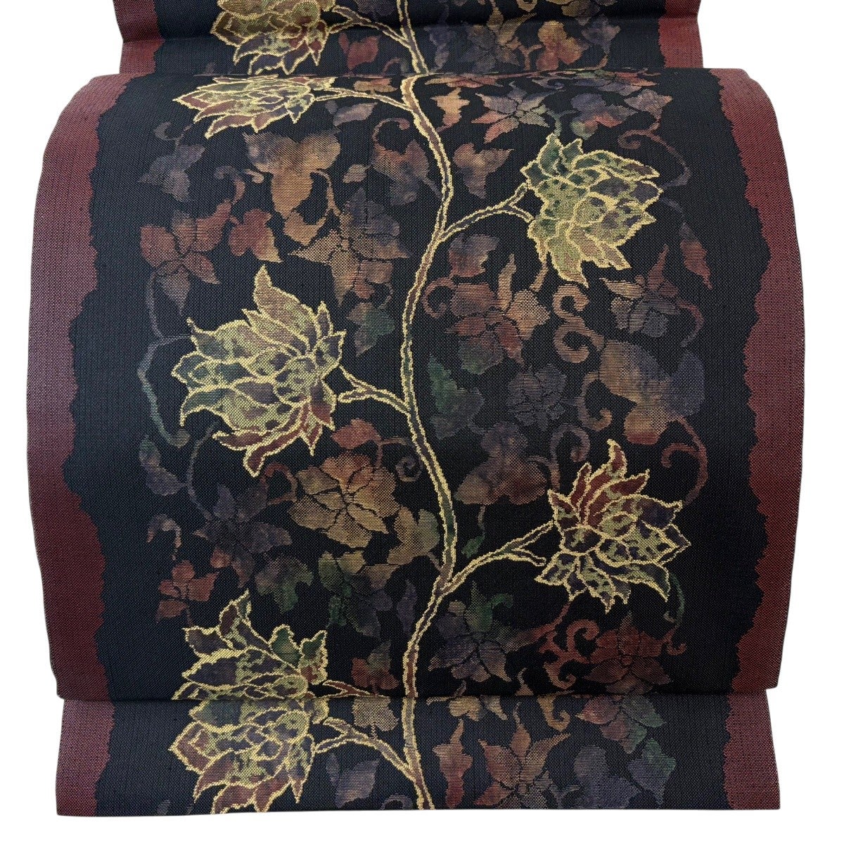 美品】袋帯 名品 CLUB mola 花鳥 魚 箔 金銀糸 赤茶 六通 正絹｜中古