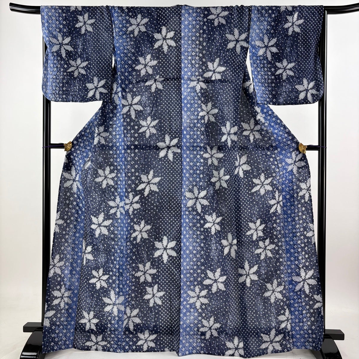 美品】 浴衣 身丈167cm 裄丈67cm M 半幅帯セット 絞り浴衣 花 ぼかし
