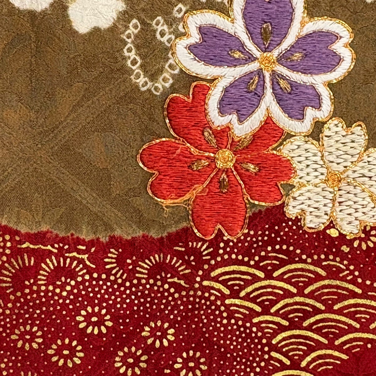 美品】 振袖 身丈164cm 裄丈66.5cm M 袷 袋帯フルセット 鈴 桜 金糸