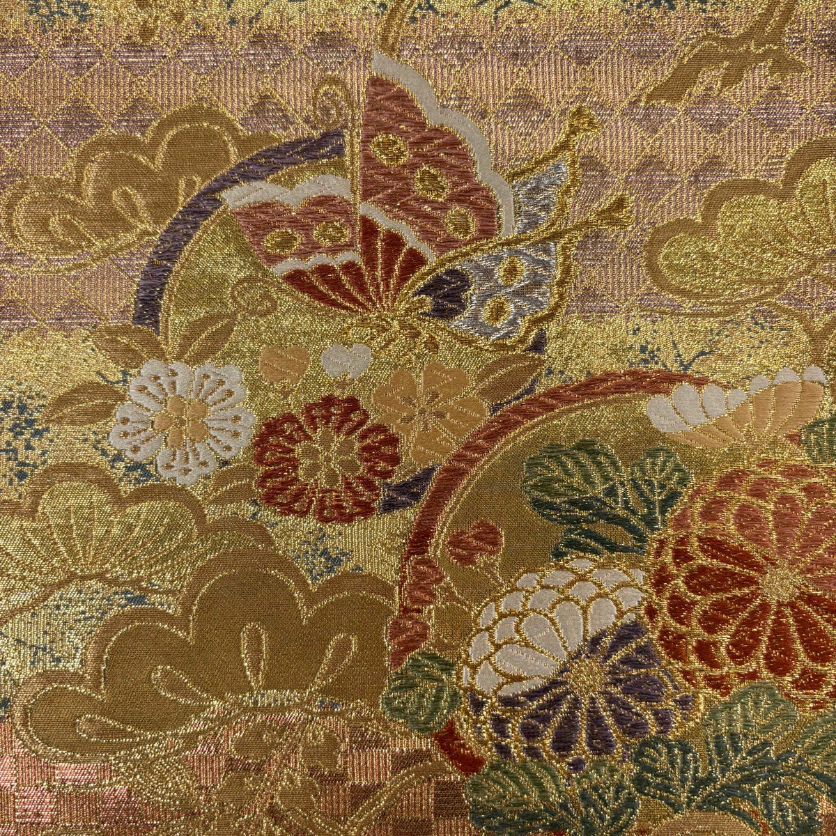美品】 振袖 身丈164cm 裄丈66.5cm M 袷 袋帯フルセット 鈴 桜 金糸