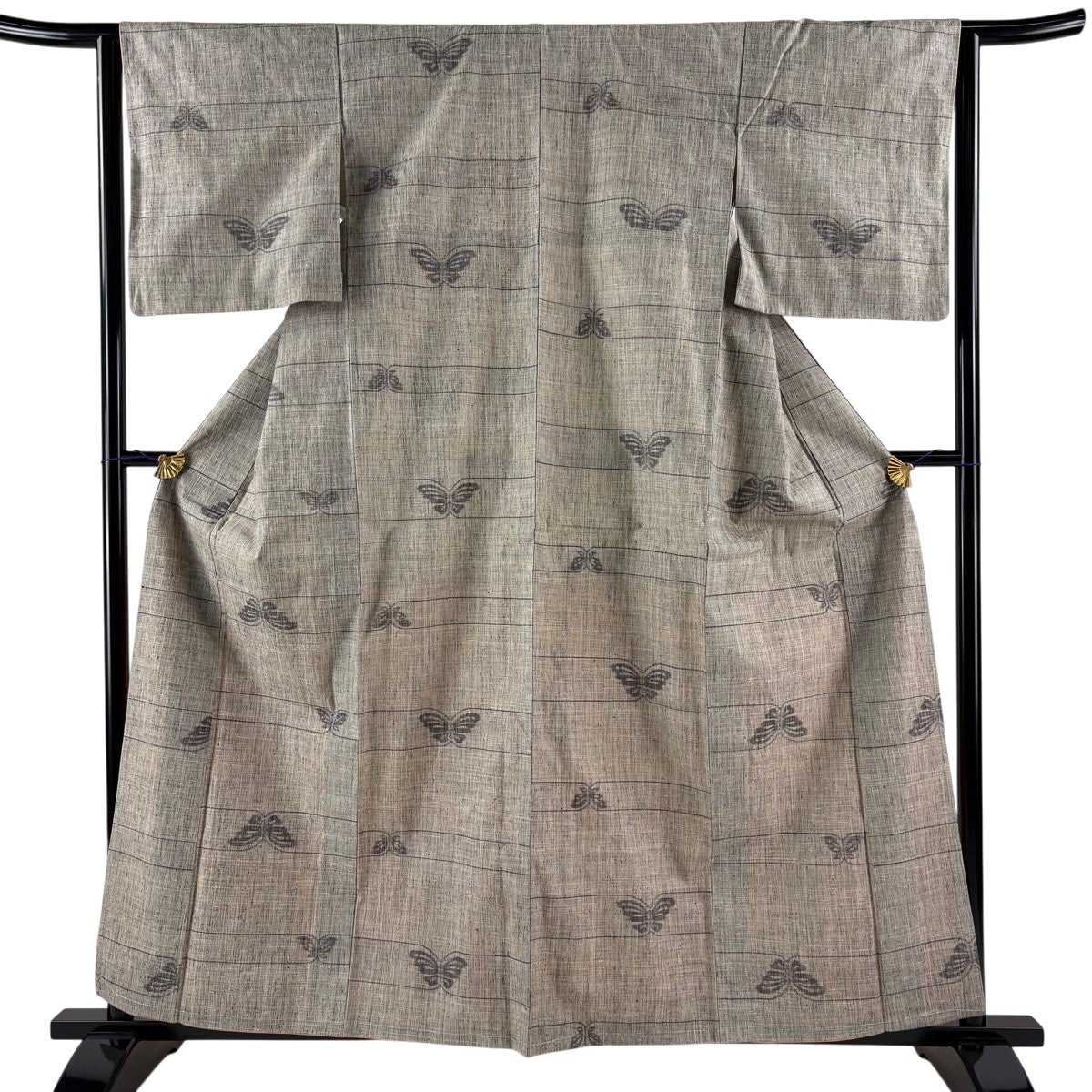 美品】 結城紬 身丈163.5cm 裄丈67cm M 袷 奥順 はたおり娘 証紙あり