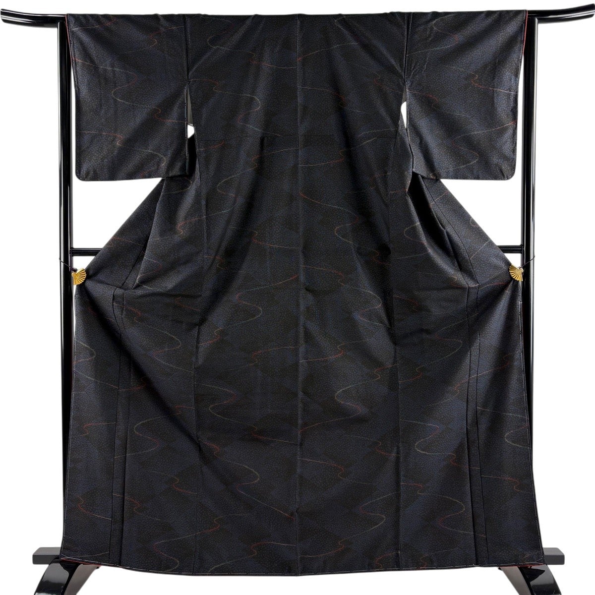 美品】 紬 身丈157cm 裄丈65cm M 袷 やまと 証紙あり 竹 縞 紺色 正絹