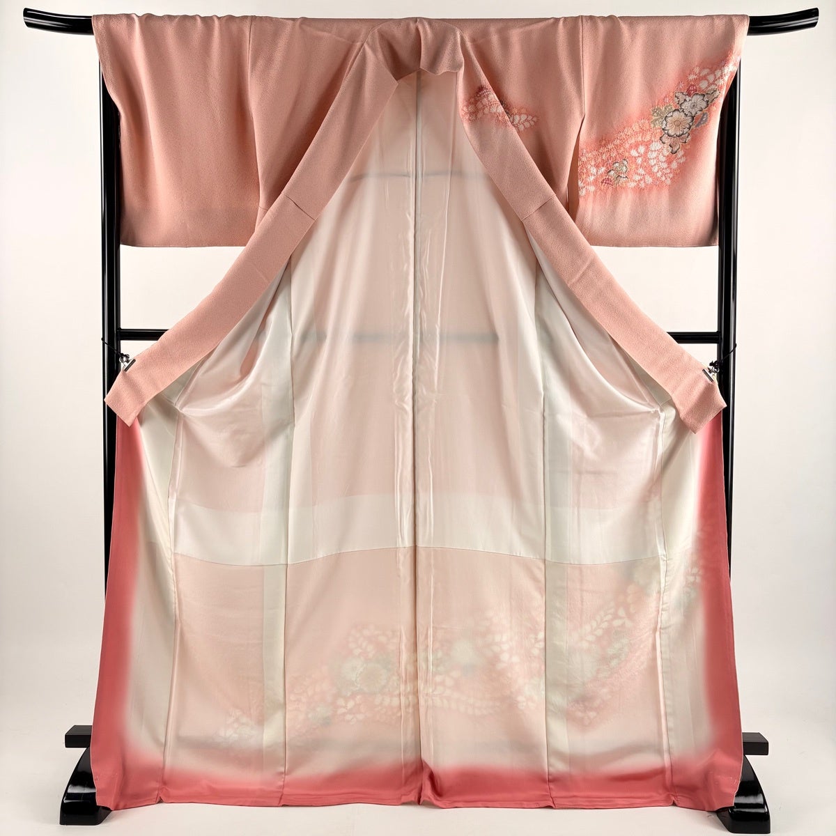 美品】 訪問着 身丈175.5cm 裄丈68.5cm L 袷 辻が花柄 藤 絞り ぼかし