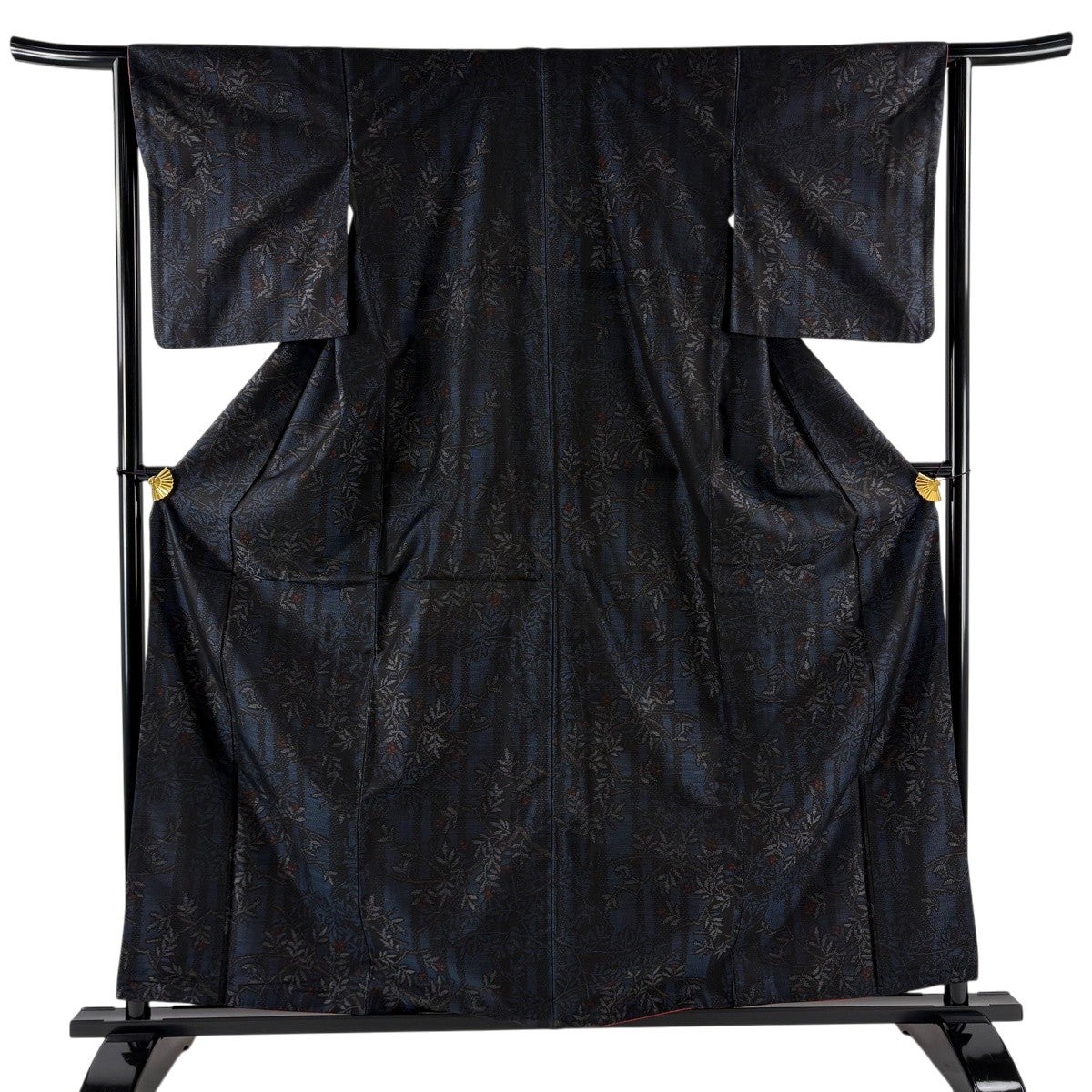 紬 身丈161cm 裄丈63cm S 袷 鈴乃屋 縦縞 青 正絹 優品｜中古・古着