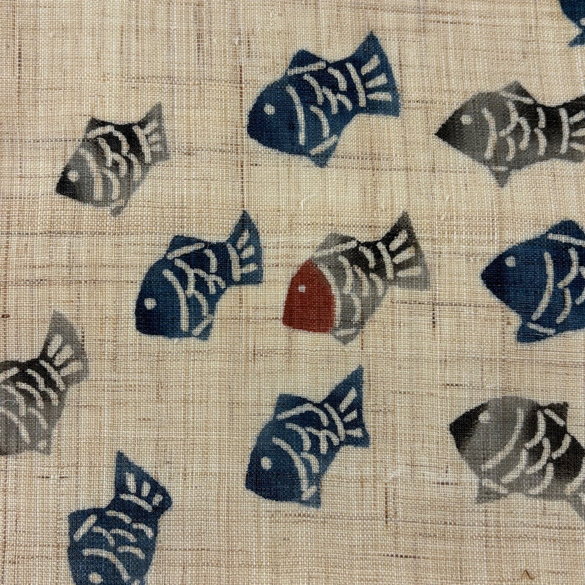 美品】 名古屋帯 名品 落款あり 夏帯 夏紬地 魚 薄茶色 麻｜中古・古着