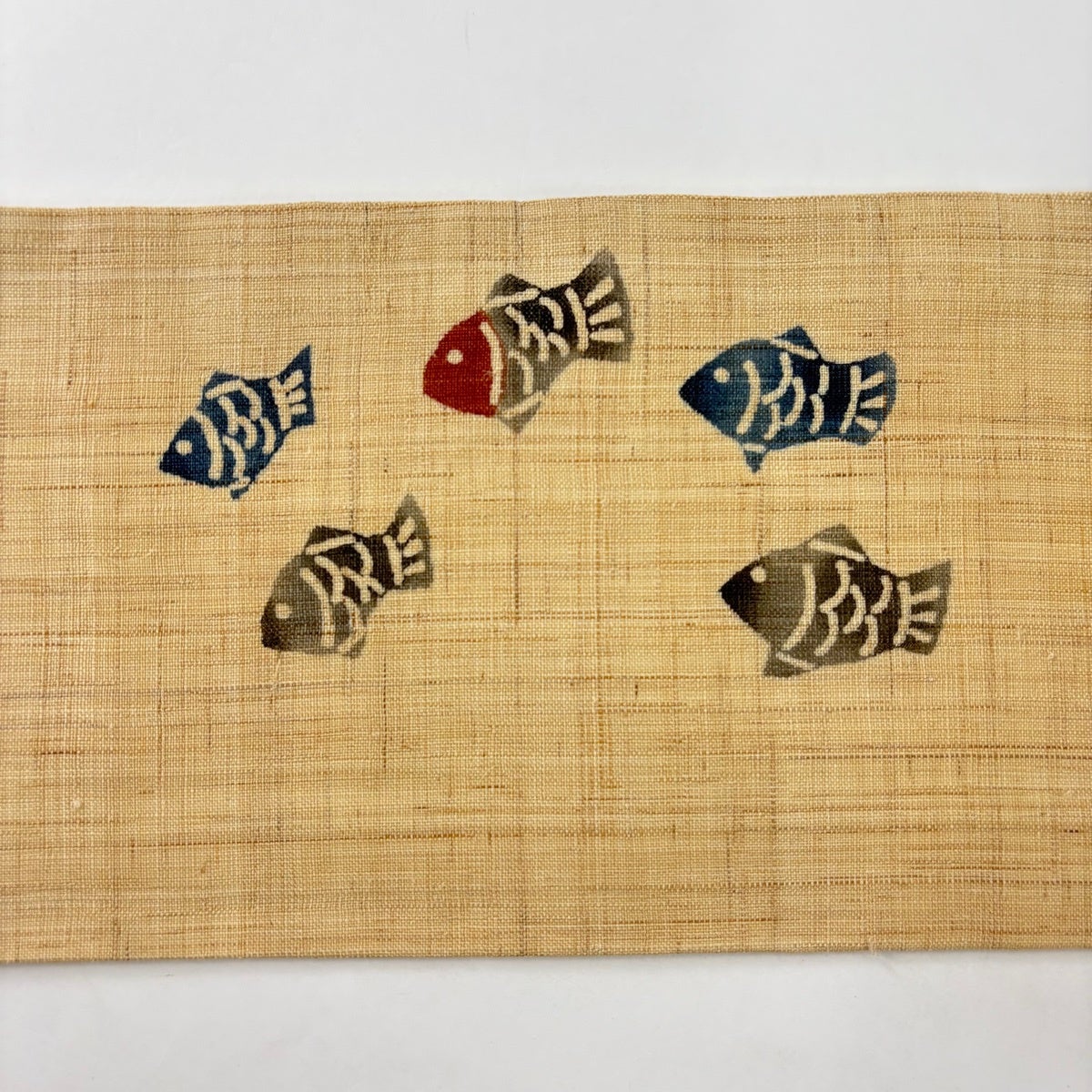 美品】 名古屋帯 名品 落款あり 夏帯 夏紬地 魚 薄茶色 麻｜中古・古着