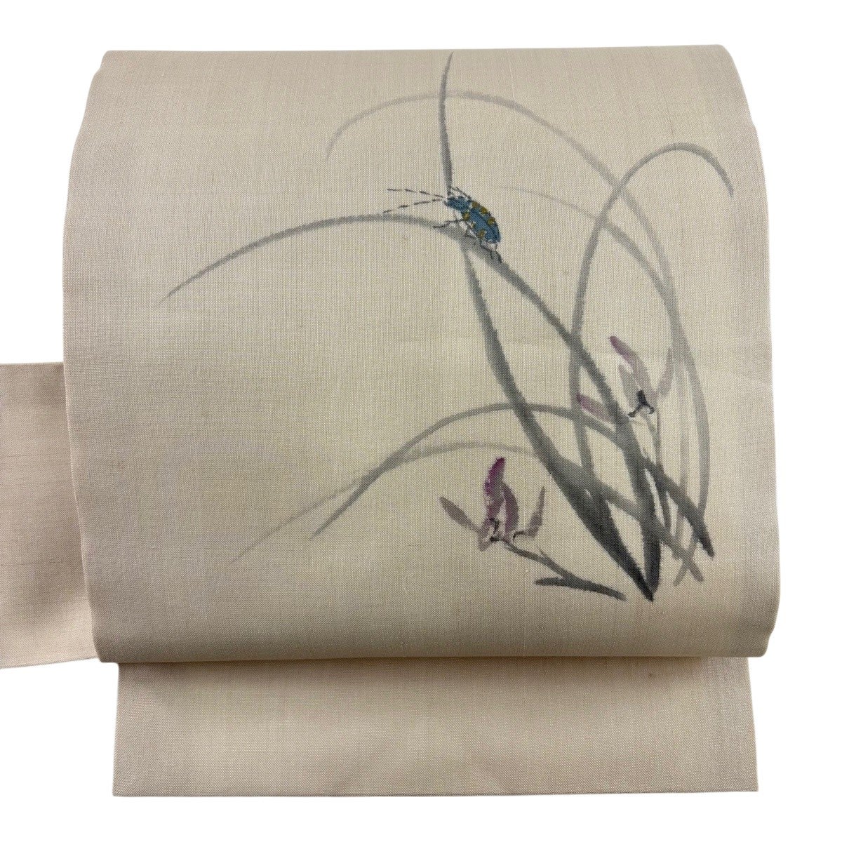 名古屋帯 名品 絽 夏帯 松葉仕立て 八寸名古屋帯 草花 金銀糸 灰茶