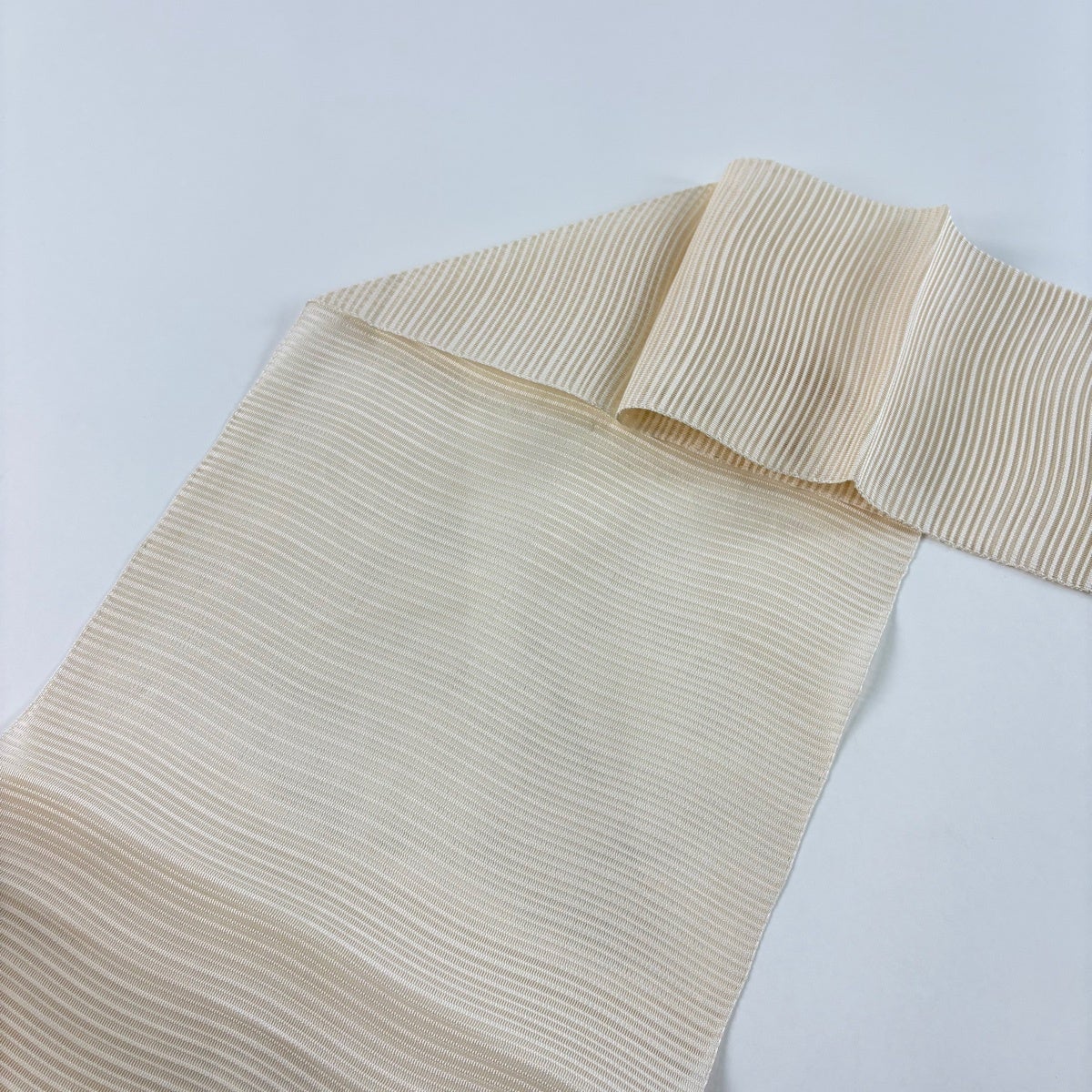 名古屋帯 名品 夏帯 絽 幾何学模様 金銀糸 クリーム 正絹｜中古・古着