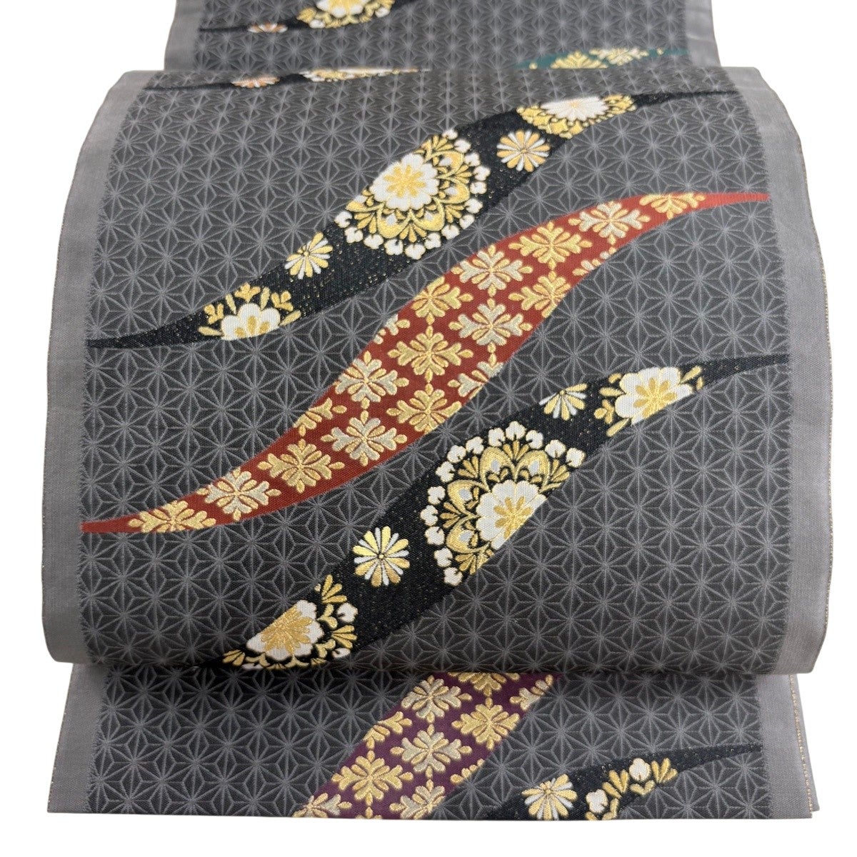 美品】 袋帯 逸品 人間国宝 喜多川平朗 錦本袋 入子菱 箔 ベージュ 六