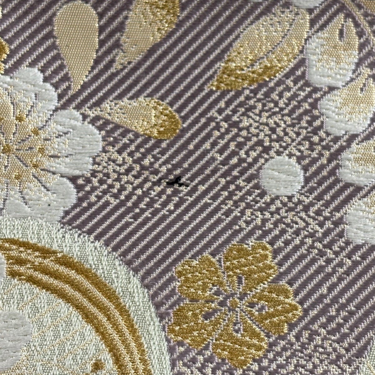 袋帯 秀品 華文 菊 金銀糸 刺繍 灰緑 六通 正絹｜中古・古着