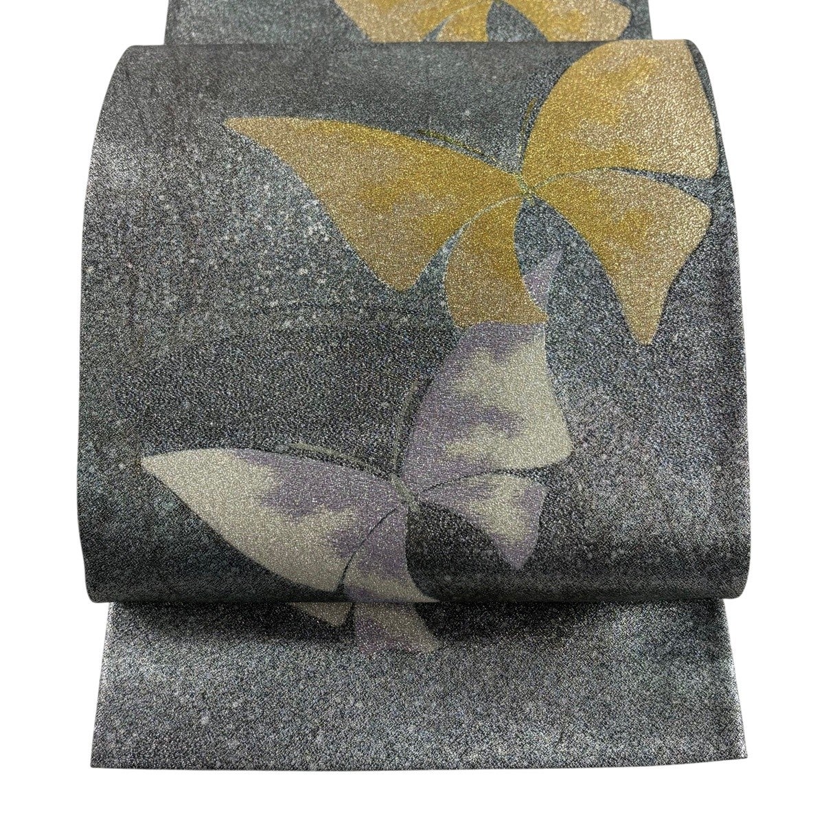 美品】 袋帯 秀品 幾何学 箔 銀色 お太鼓柄 正絹｜中古・古着