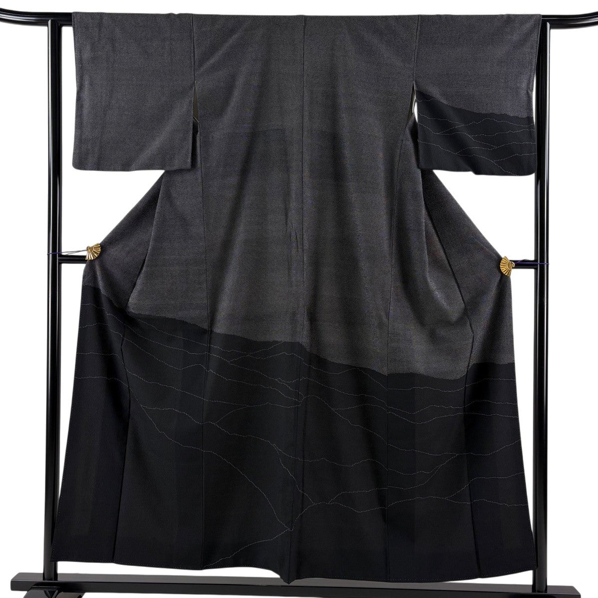 美品】 付下げ 身丈156cm 裄丈62cm S 袷 若松 霞 黒 正絹 秀品｜中古