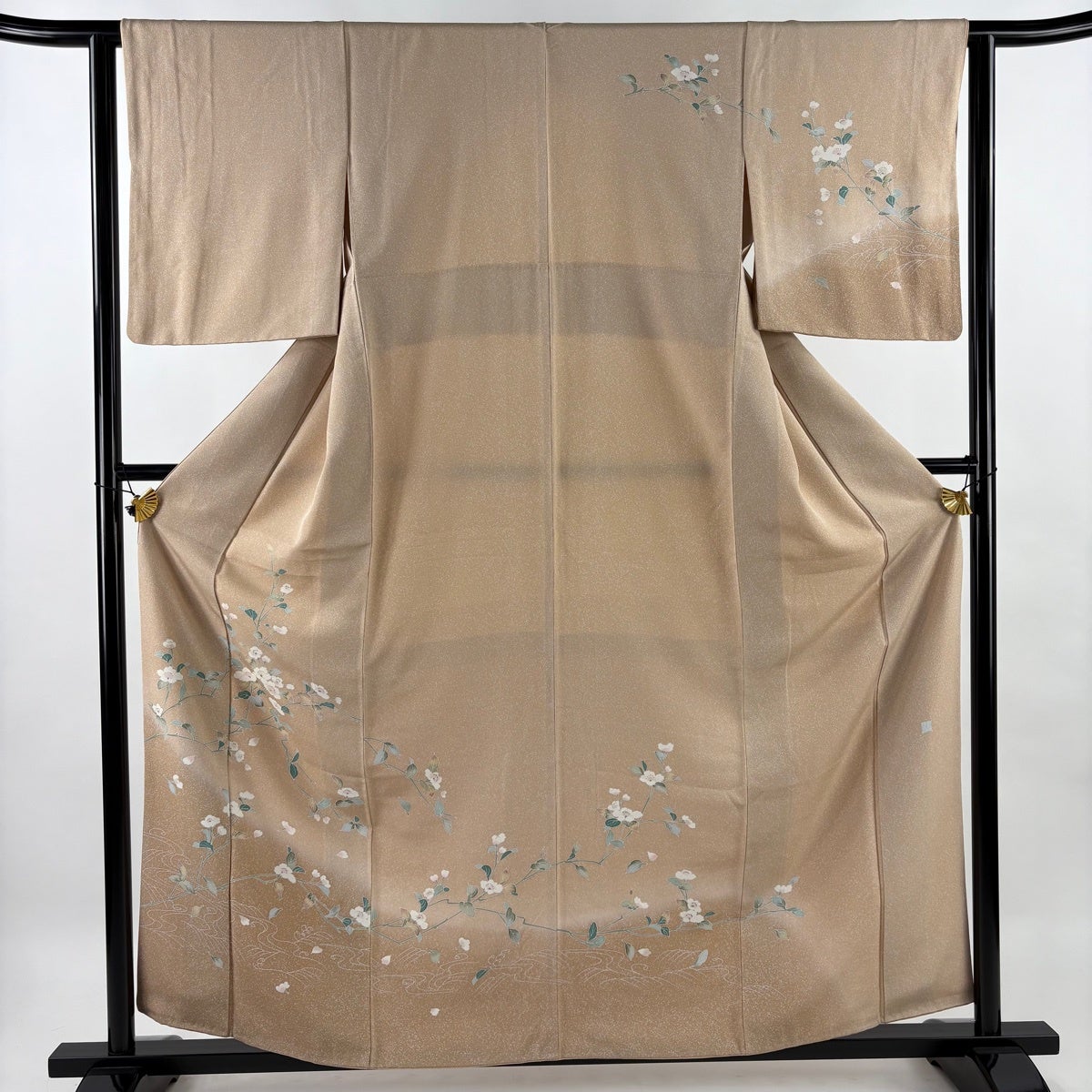 美品】 訪問着 身丈159cm 裄丈66.5cm M 袷 落款あり 枝花 草花 ぼかし