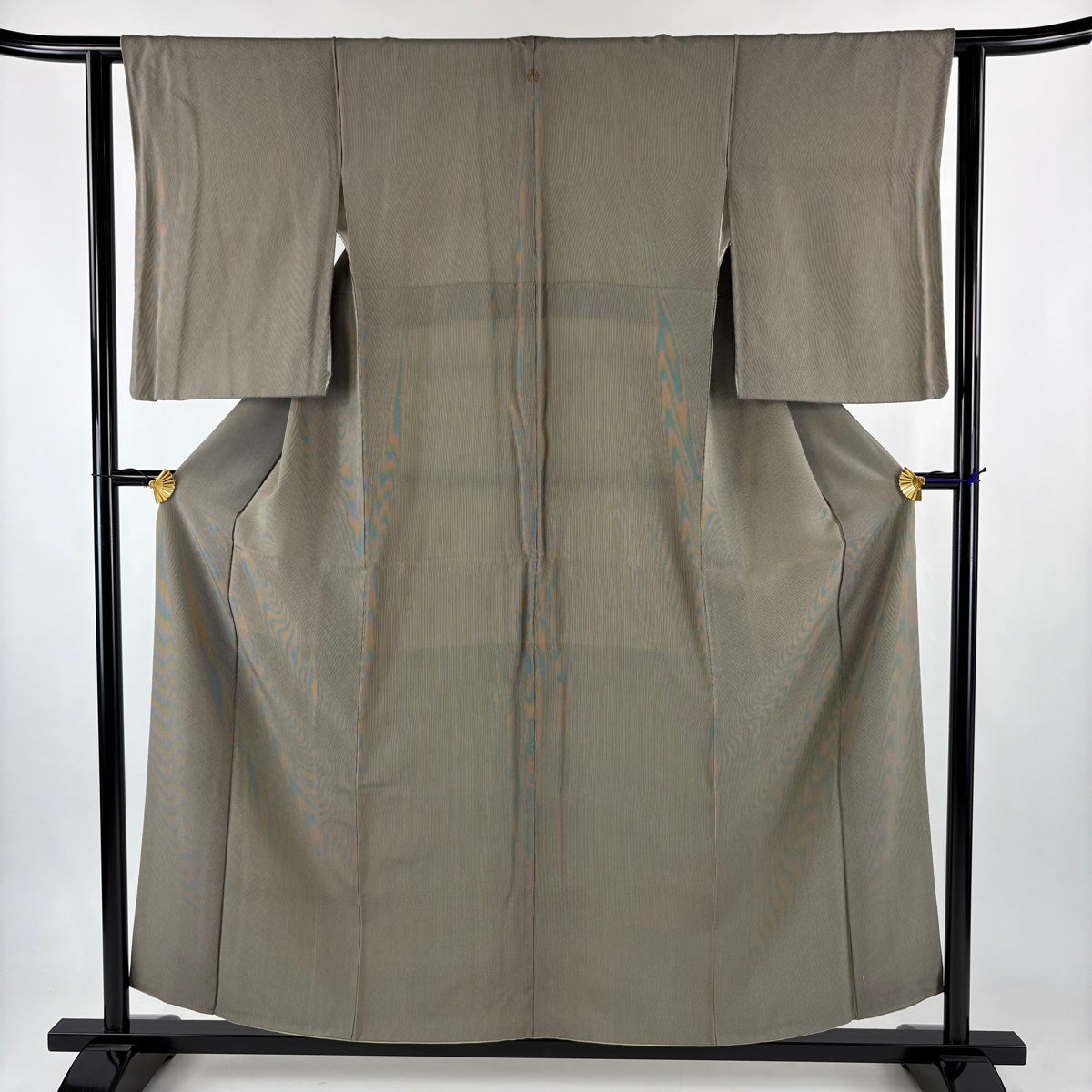 美品】 江戸小紋 身丈169cm 裄丈68.5cm L 単衣 角通し 鶯色 正絹 名品