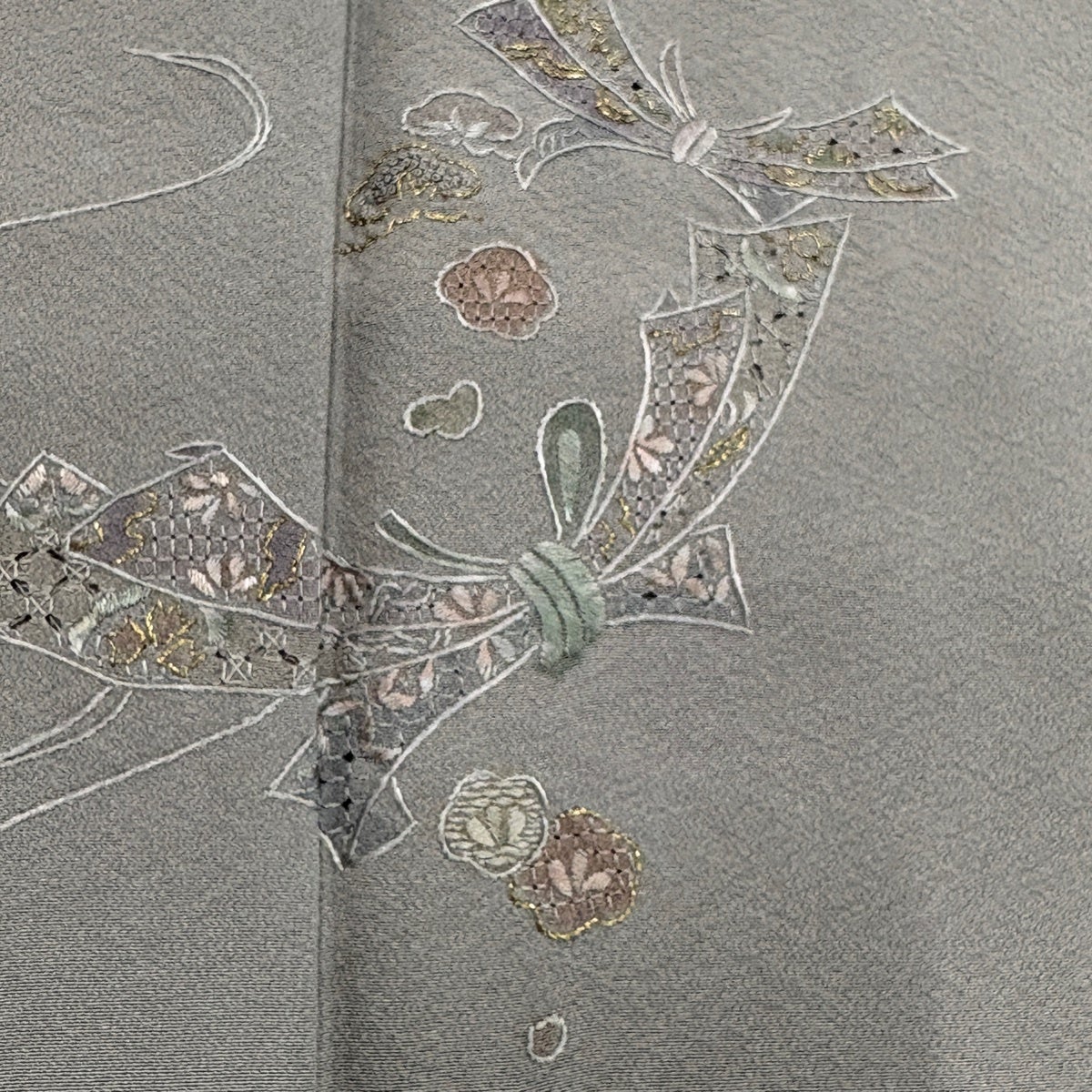 美品】 付下げ 身丈161cm 裄丈62cm S 袷 束ね熨斗 松竹梅 金糸 刺繍