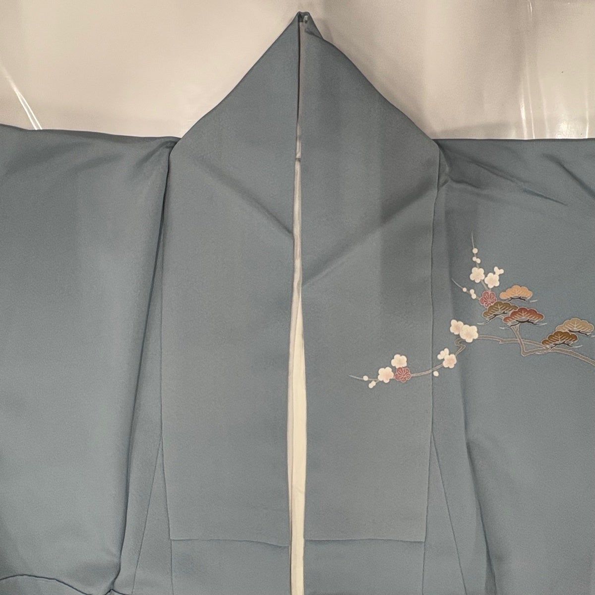 レア‼︎ 作家物▪️高級正絹訪問着▪️アースカラー 身丈/裄丈 165/70 訪問着 身丈165cm 裄丈67cm M 袷 落款あり 松竹梅 波 ぼかし 青灰色