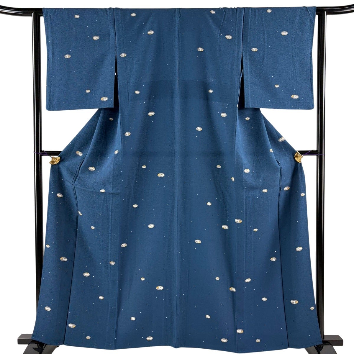 小紋 身丈161cm 裄丈62cm S 単衣 兎 藍色 正絹 秀品｜中古・古着