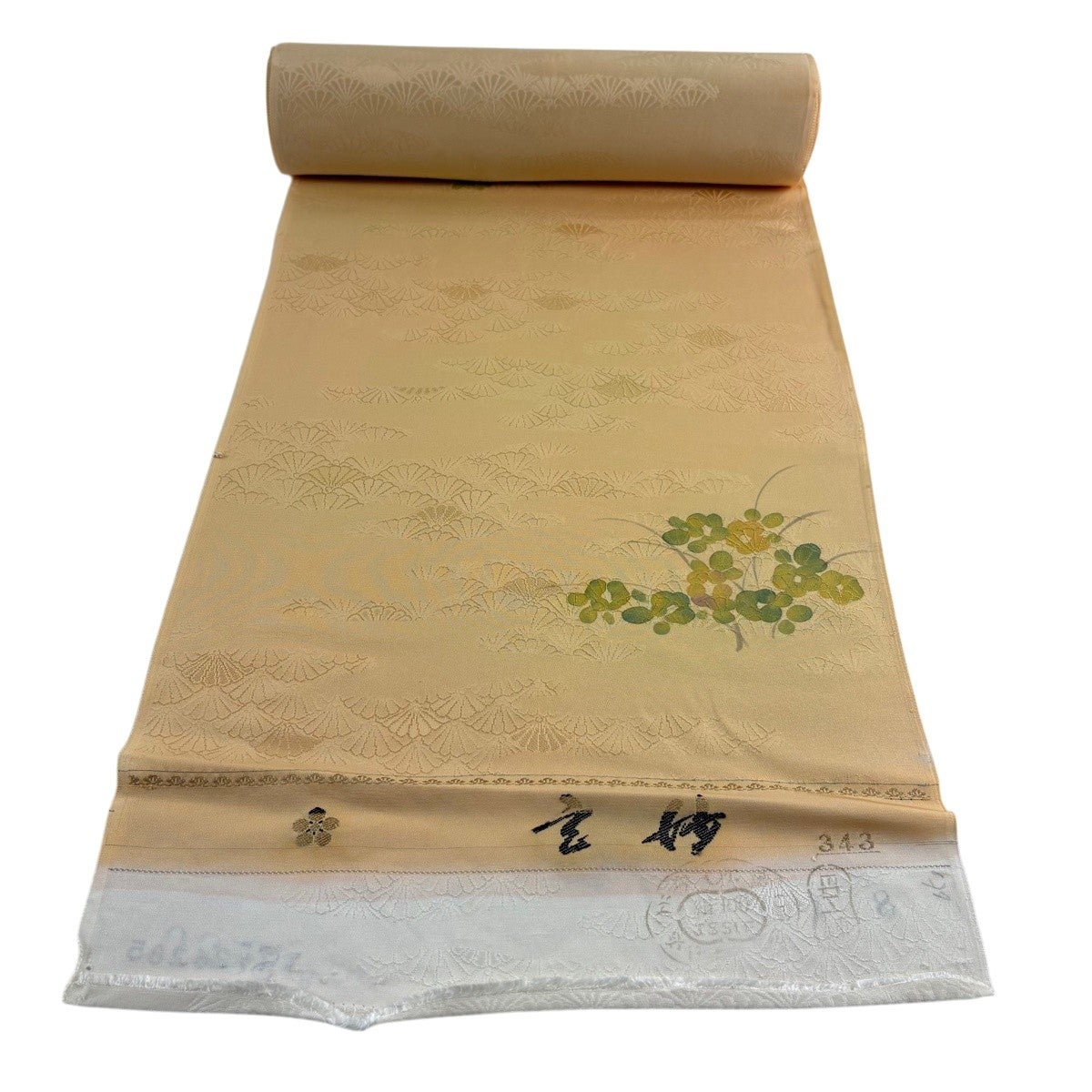反物 秀品 小紋 建物 松竹梅 オレンジ 正絹｜中古・古着・リサイクル