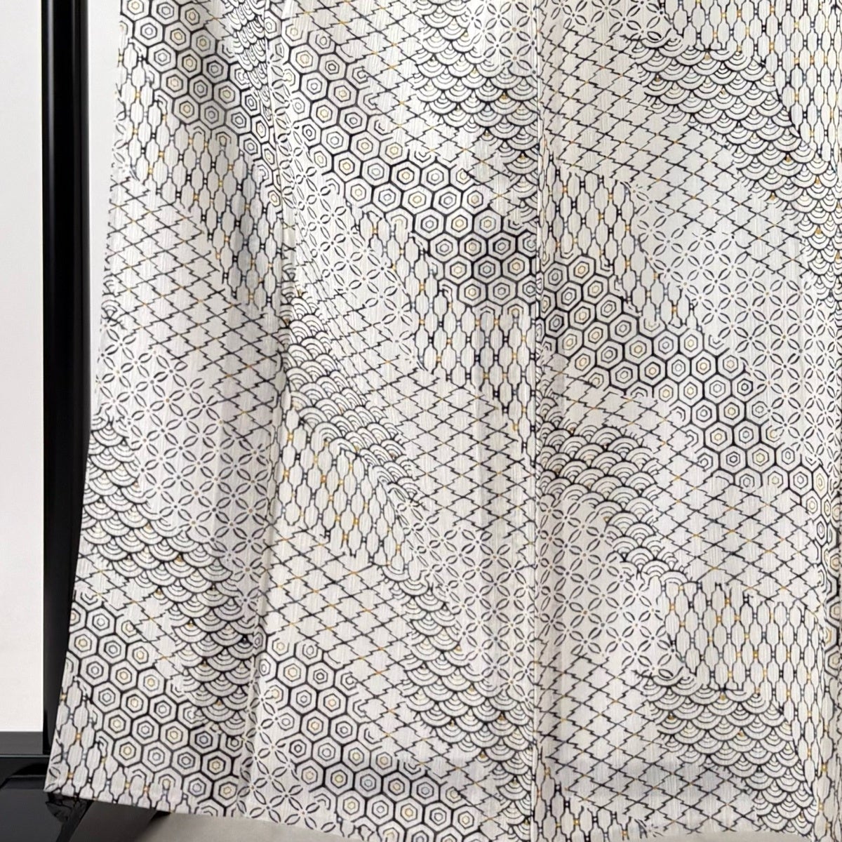 美品】 小紋 身丈161cm 裄丈65cm M 単衣 名古屋帯セット 有職文様 灰白