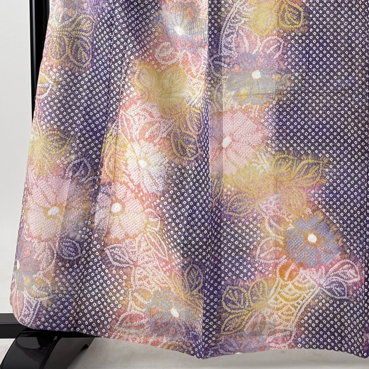 浴衣 身丈157cm 裄丈68cm L 半幅帯セット 絞り浴衣 菊 ぼかし 紫 綿