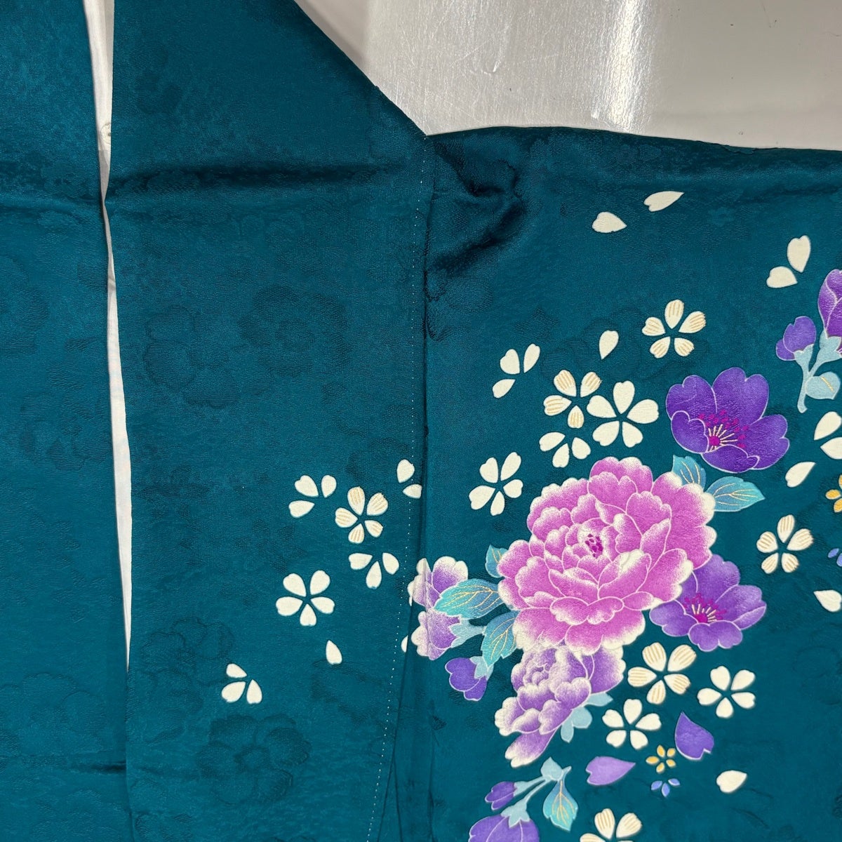 美品】 振袖 身丈166cm 裄丈66.5cm M 袷 桂由美 落款あり 草花 箔