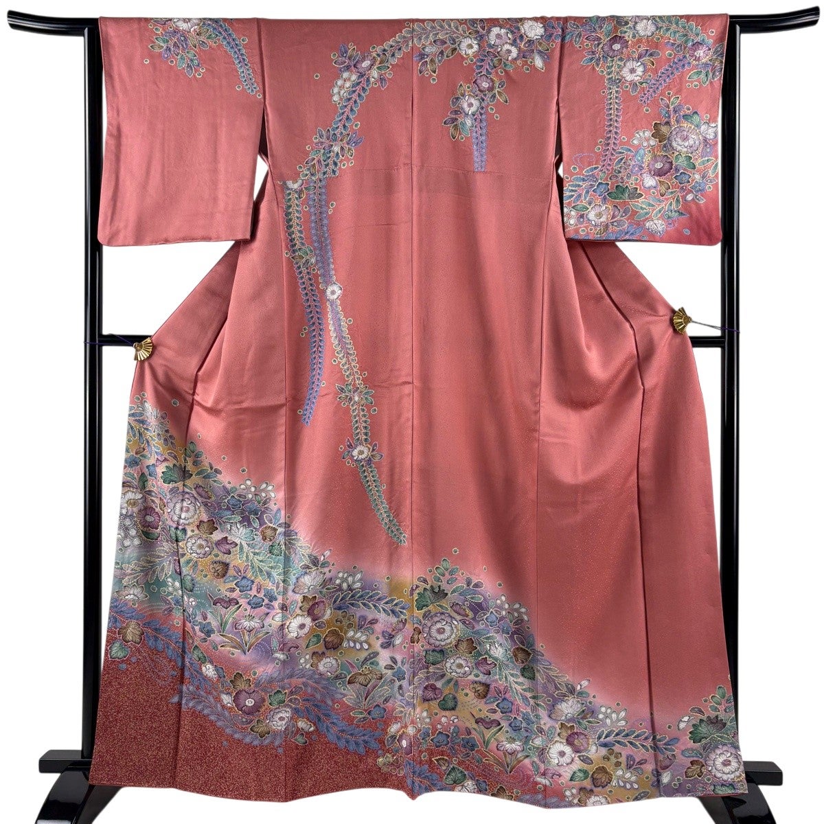 ★専用★訪問着 総絞り 藤色 辻が花 金彩加工 身丈163cm 裄丈69.5cm 美品】 訪問着 身丈163cm 裄丈65cm M 袷 辻が花 流水 金彩 ぼかし