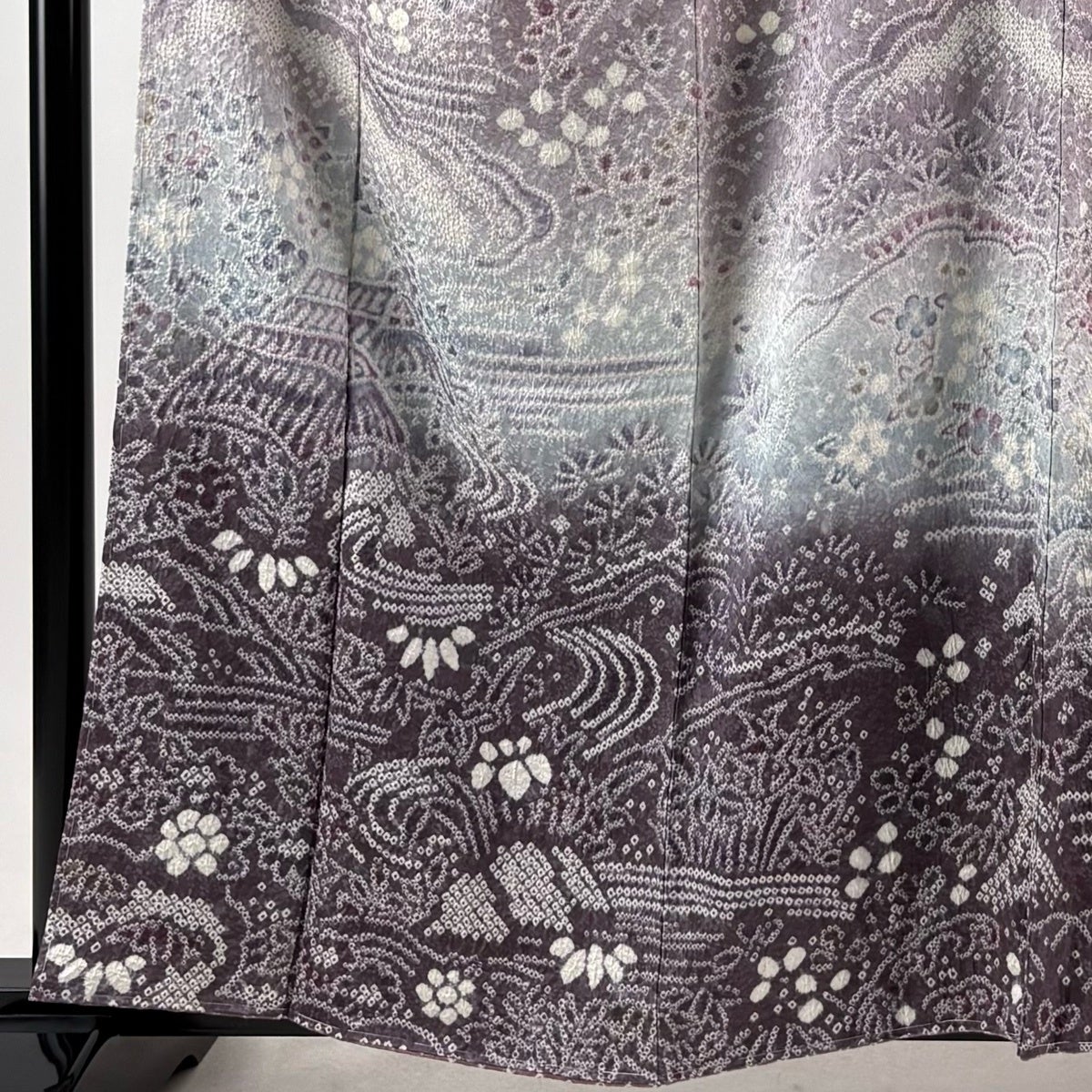 美品】 訪問着 身丈159cm 裄丈64.5cm M 袷 建物 草花 絞り 薄紫 正絹