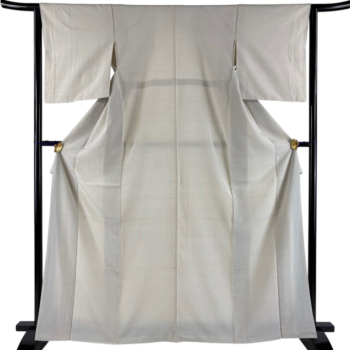 美品】 紬 身丈160cm 裄丈62.5cm S 袷 白鷹山ぜんまい糸 縞 幾何学模様