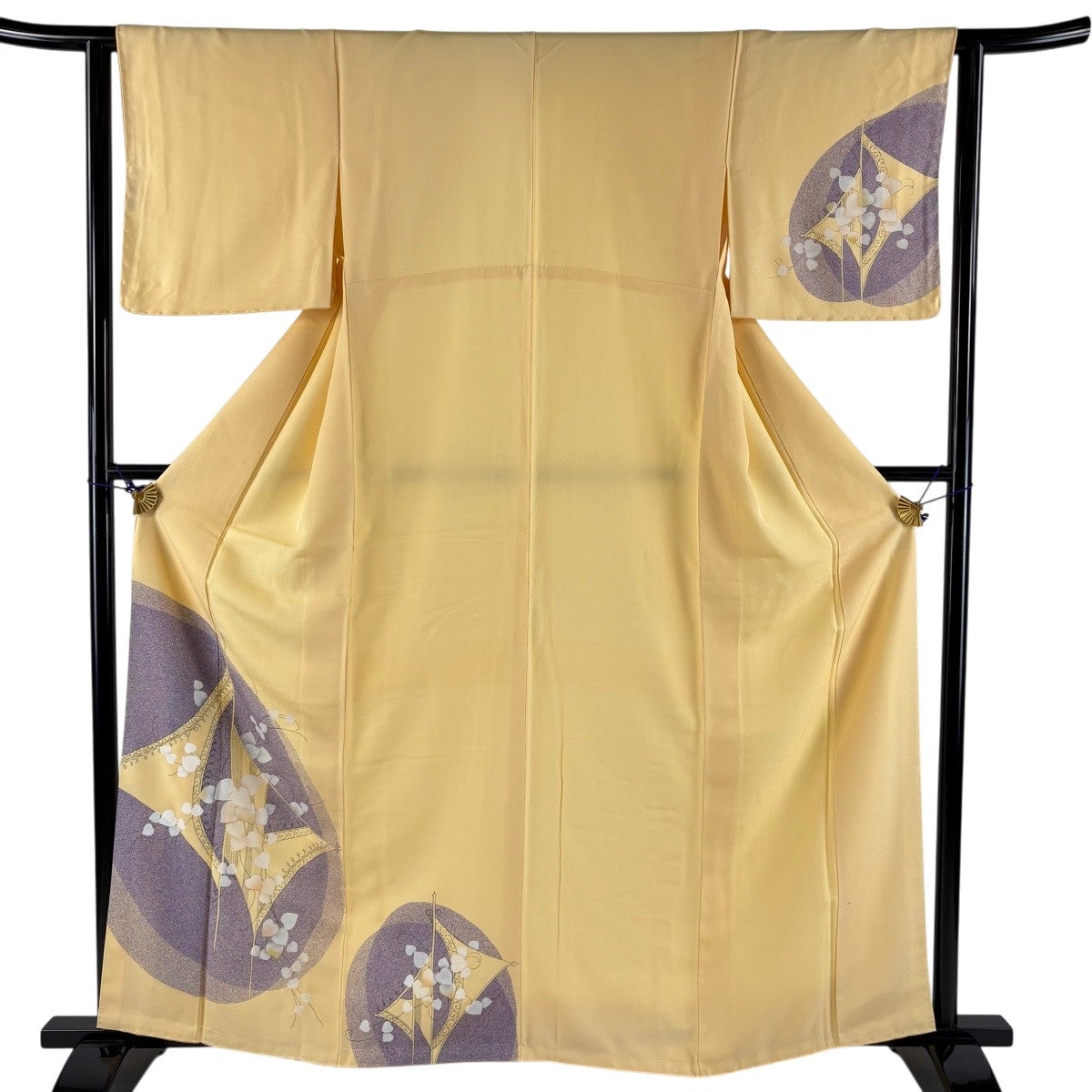 さ*る様 【上質付け下げ】鶴文様・淡青グレー／美品／身丈165 裄68／上品 付下げ 身丈161cm 裄丈62cm S 袷 蔦 幾何学 金彩 薄オレンジ 正絹 秀品
