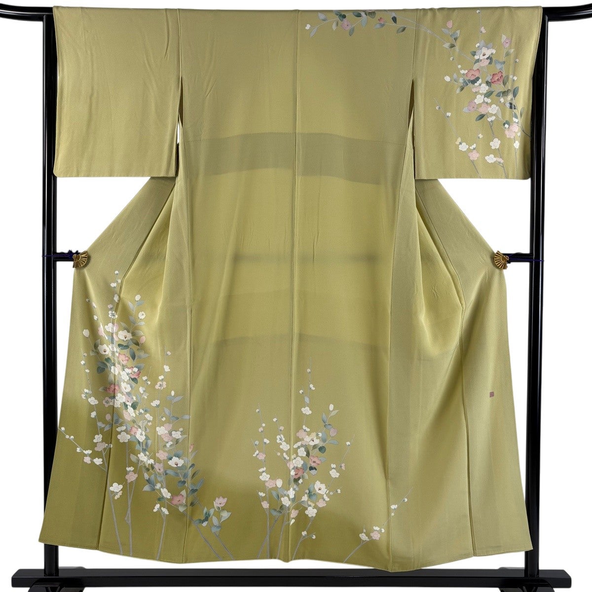 訪問着 身丈167cm 裄丈69cm L 袷 落款あり 草花 シルエット 金彩
