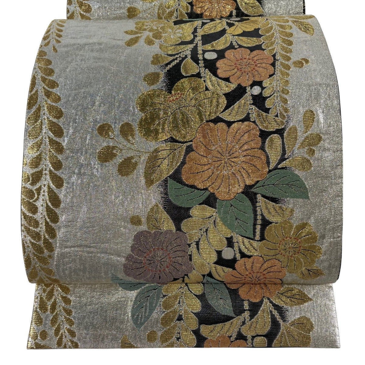 袋帯 唐織 向かい鳥 蝶々 花唐草模様 金糸 金色 O-5855 美品】 袋帯 秀品 香貴錦 華文 向かい鳥 唐織 金糸 金色 六通 正絹