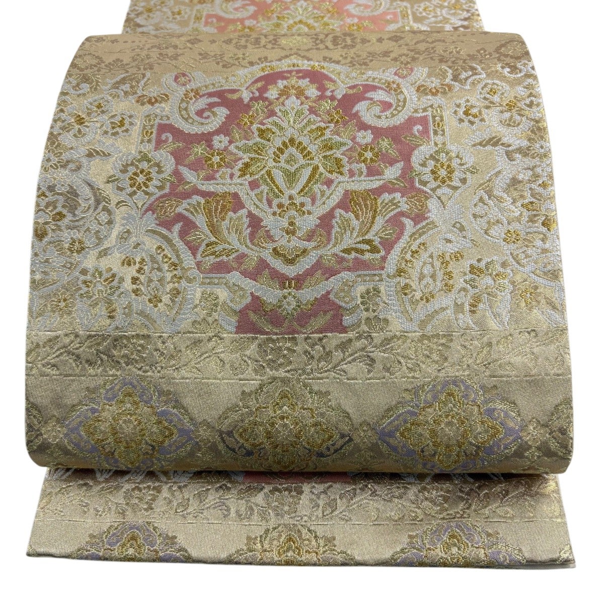 70%OFF 【美品】 袋帯 名品 皇帝貝紫 華文 草花 金糸 箔 金色 六通