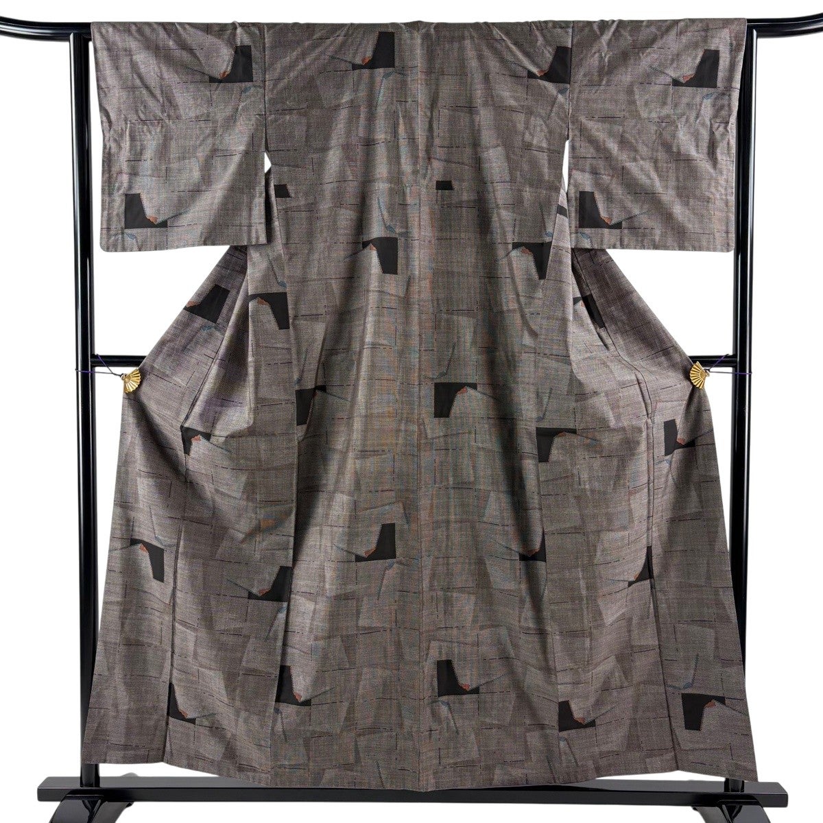 紬 身丈156cm 裄丈64cm M 袷 色紙 焦茶色 正絹 秀品｜中古・古着