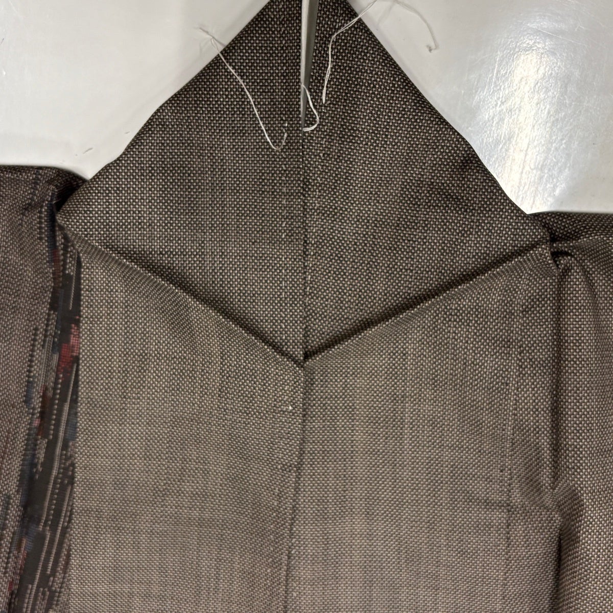紬 身丈157cm 裄丈63cm S 袷 幾何学 焦茶色 正絹 秀品｜中古・古着