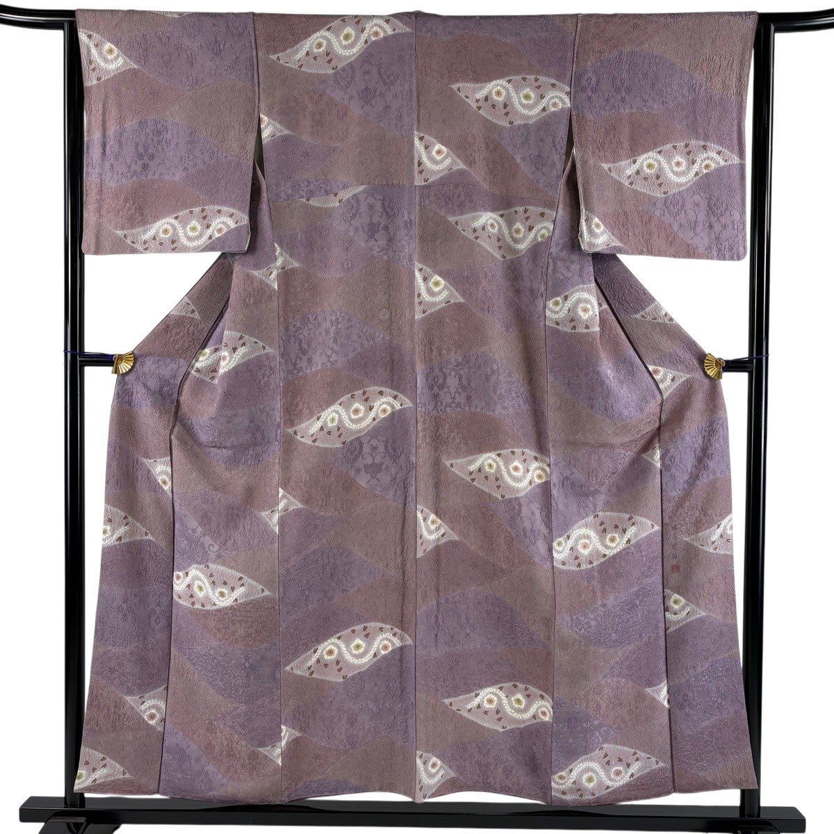 ★専用★美品 小紋 薄紫 縫い締め絞り 身丈160cm 裄丈64cm 袷 小紋 身丈155.5cm 裄丈64cm M 袷 落款あり 花 地紋 絞り ぼかし 薄紫
