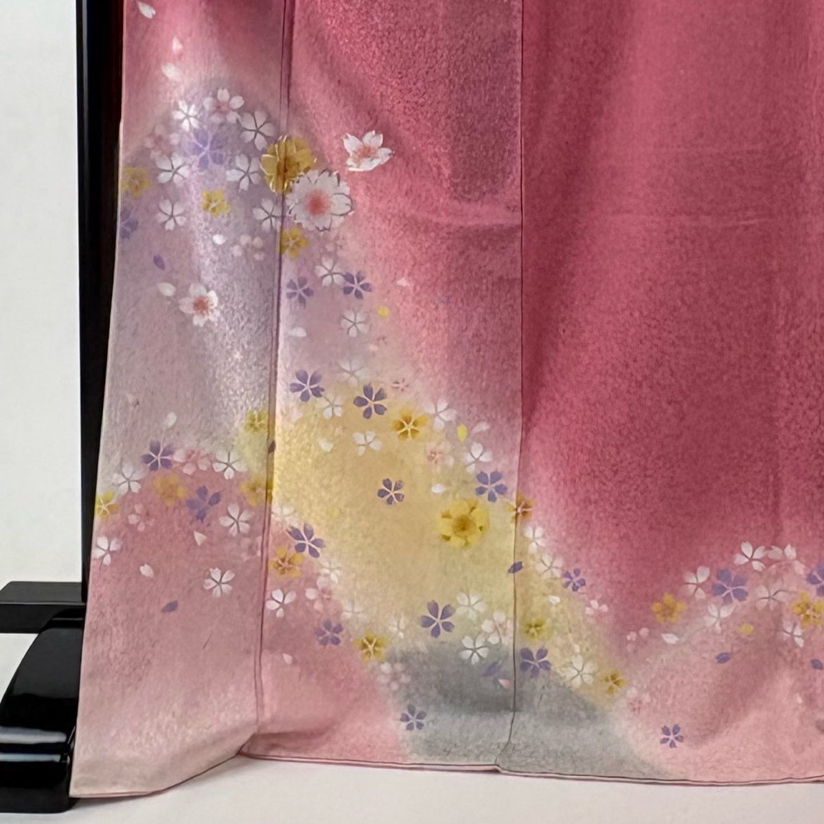 振袖 身丈174cm 裄丈69.5cm L 袷 桜 山並み 銀糸 金通し ピンク 正絹
