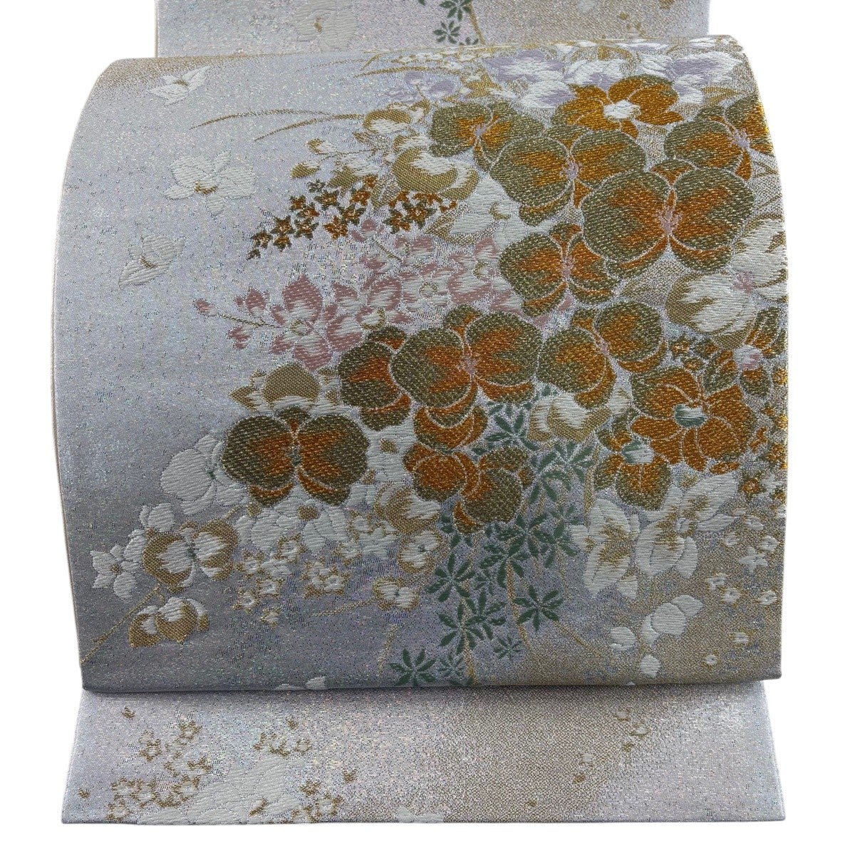 袋帯 秀品 本佐賀錦 能美唐織 草花 波 金糸 箔 墨色 六通 正絹｜中古