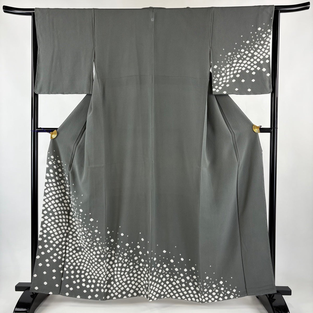 訪問着 身丈169.5cm 裄丈66.5cm M 袷 辻ヶ花柄 金通し ぼかし 黒 正絹