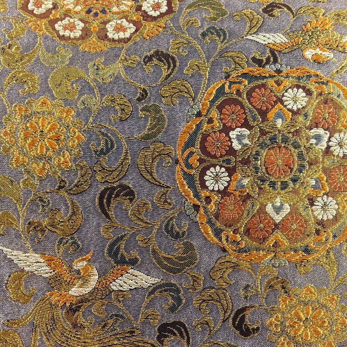 美品】 袋帯 秀品 華文 鳳凰 金糸 箔 薄紫 六通 正絹｜中古・古着