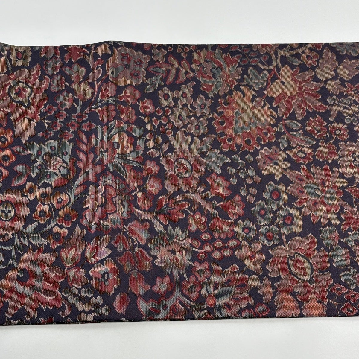 美品】 開き名古屋帯 優品 比翼仕立て 草花 箔 濃紫 正絹｜中古・古着