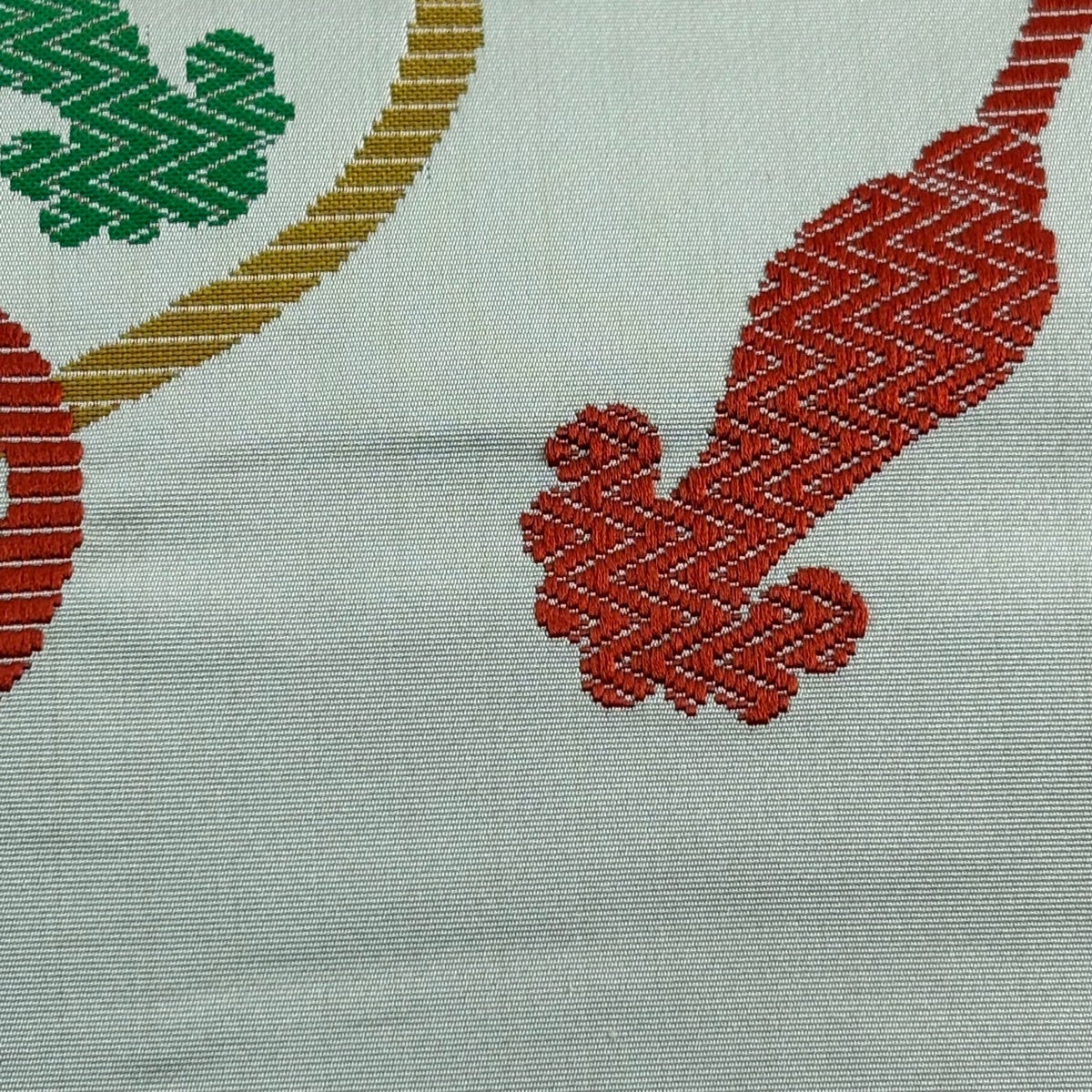 名古屋帯 優品 八寸名古屋帯 松葉仕立て 幾何学模様 組紐 灰茶 正絹