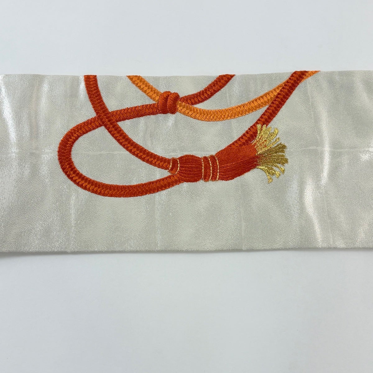 美品】 名古屋帯 優品 扇 牡丹 金銀糸 箔 銀色 正絹｜中古・古着