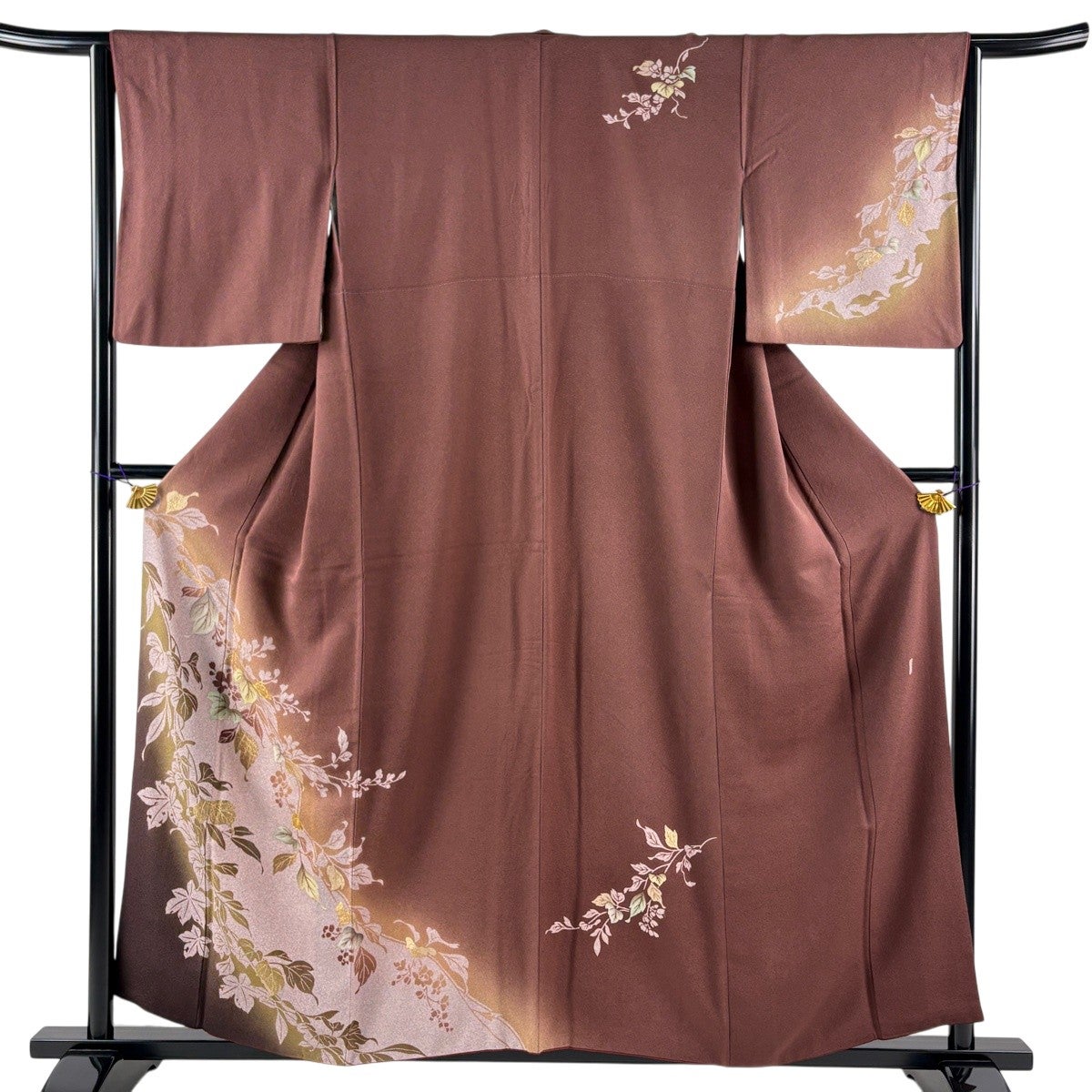 袋帯 名品 蔦 金銀彩 箔 灰緑 お太鼓柄 正絹｜中古・古着・リサイクル