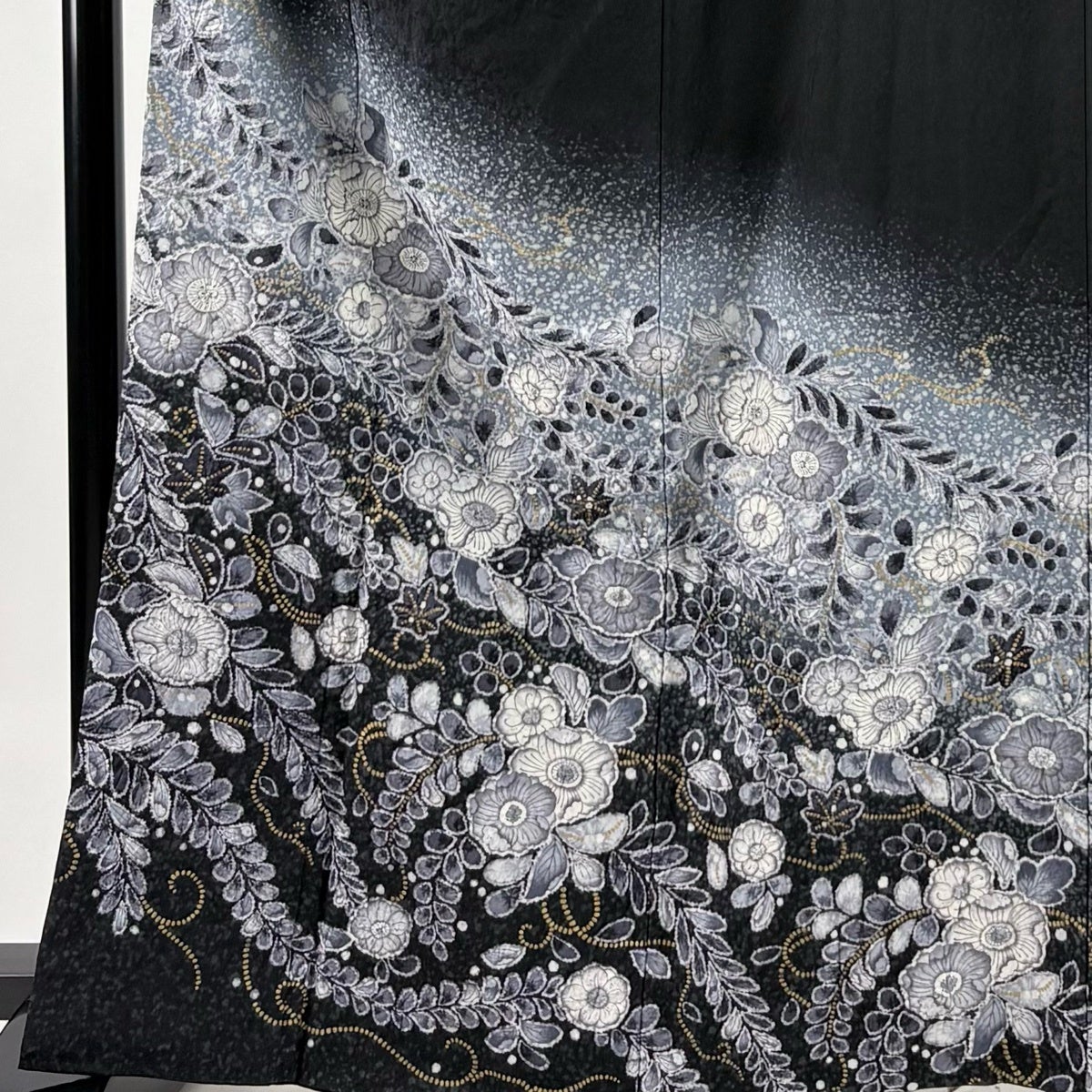 美品】 訪問着 身丈164.5cm 裄丈66cm M 袷 落款あり 辻が花 金彩
