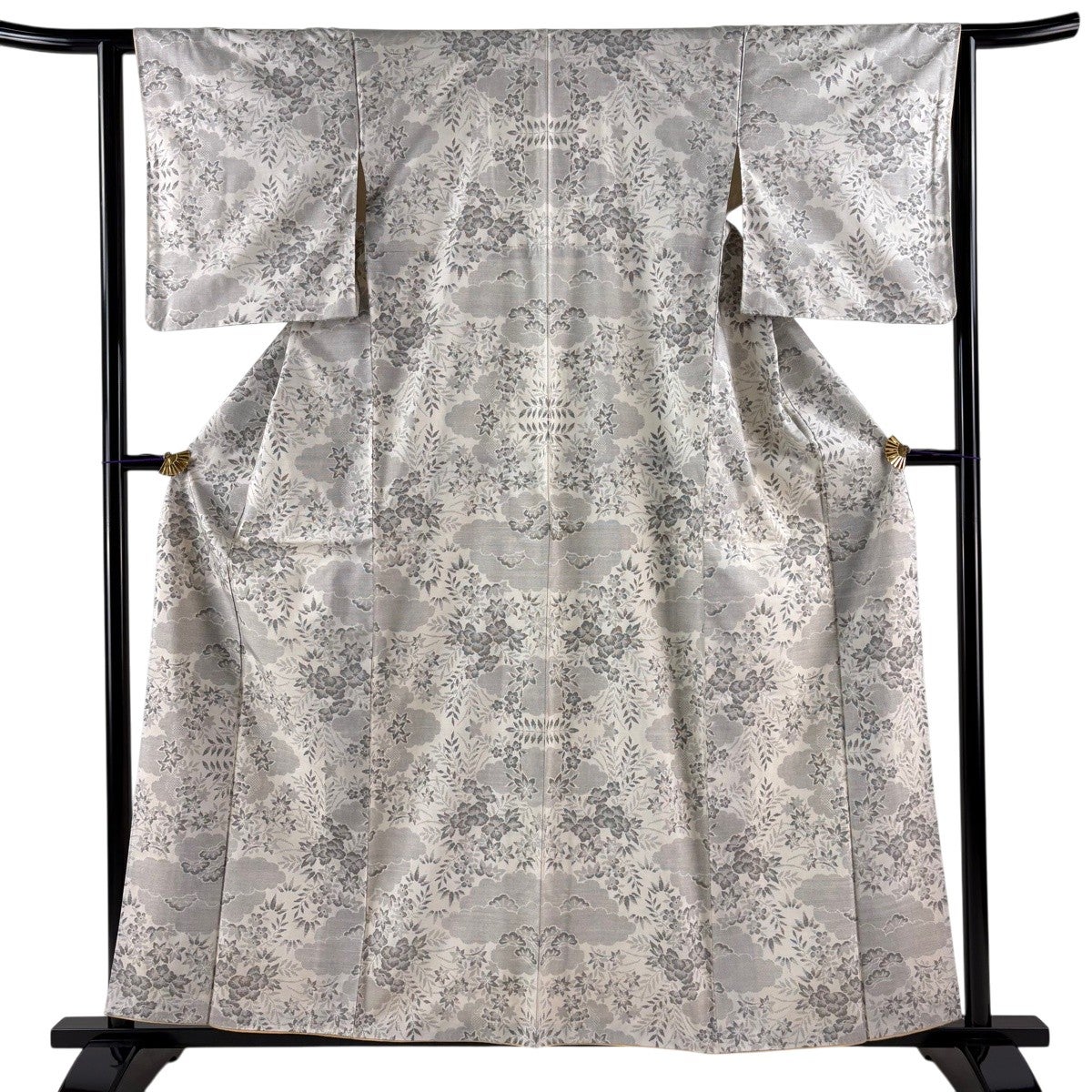 在庫一掃】 【美品】 紬 身丈164cm 裄丈60.5cm S 袷 白鷹山ぜんまい糸
