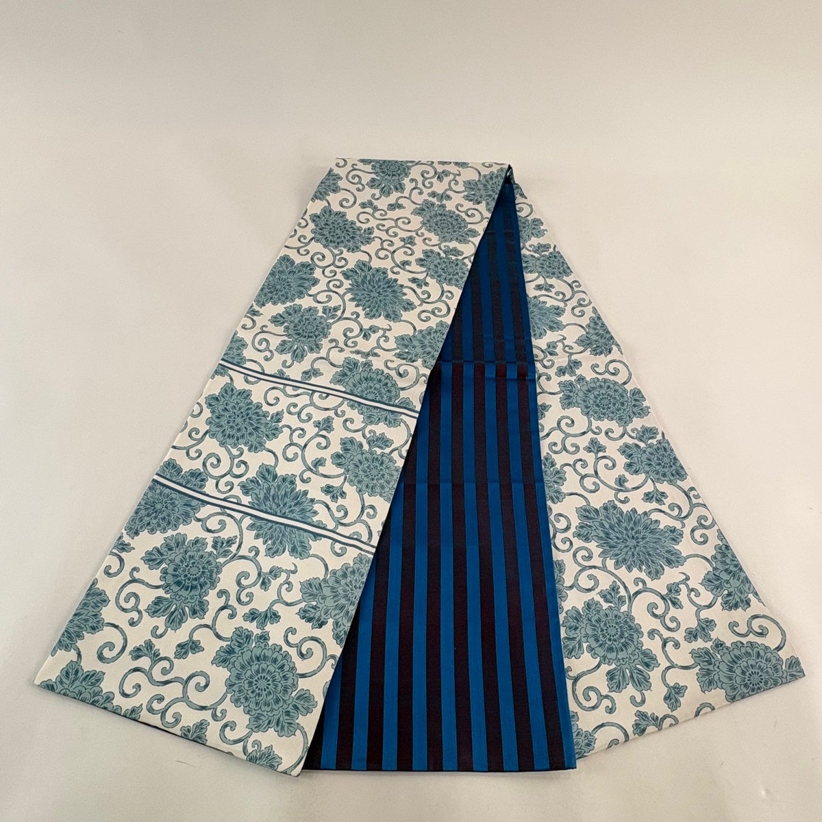 袋名古屋帯 優品 関西仕立て 菊唐草 灰白 正絹｜中古・古着