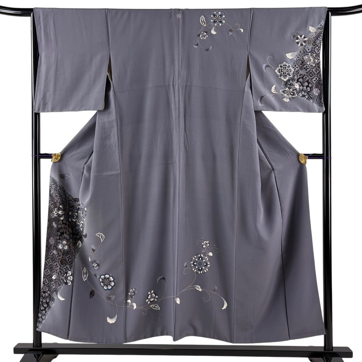 ★専用★美品 色無地 単衣 灰紫 唐草花 地紋 身丈163cm 裄丈66cm 正 訪問着 身丈152cm 裄丈61cm S 袷 華文 花唐草 金彩 灰紫 正絹 秀品 一